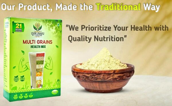 81oVDFw1RkL._SL1500_ Uyir Unavu Multi Grains Nutrient Rich Health Mix Powder | 21 healthful Natural Ingredients | 100% Natural, Tasty & Nutritious | Rich in Fiber & High Protein | 400g pack