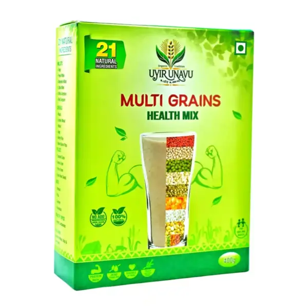 health mix Uyir Unavu Multi Grains Nutrient Rich Health Mix Powder | 21 healthful Natural Ingredients | 100% Natural, Tasty & Nutritious | Rich in Fiber & High Protein | 400g pack